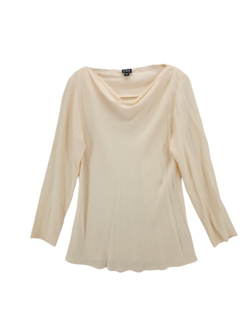 EILEEN FISHER 100% Silk Cream Ivory Blouse Cowl Drape Neck Long Sleeve SMALL